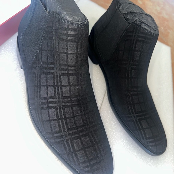 Men's Black Checkered Ferragamo Boots